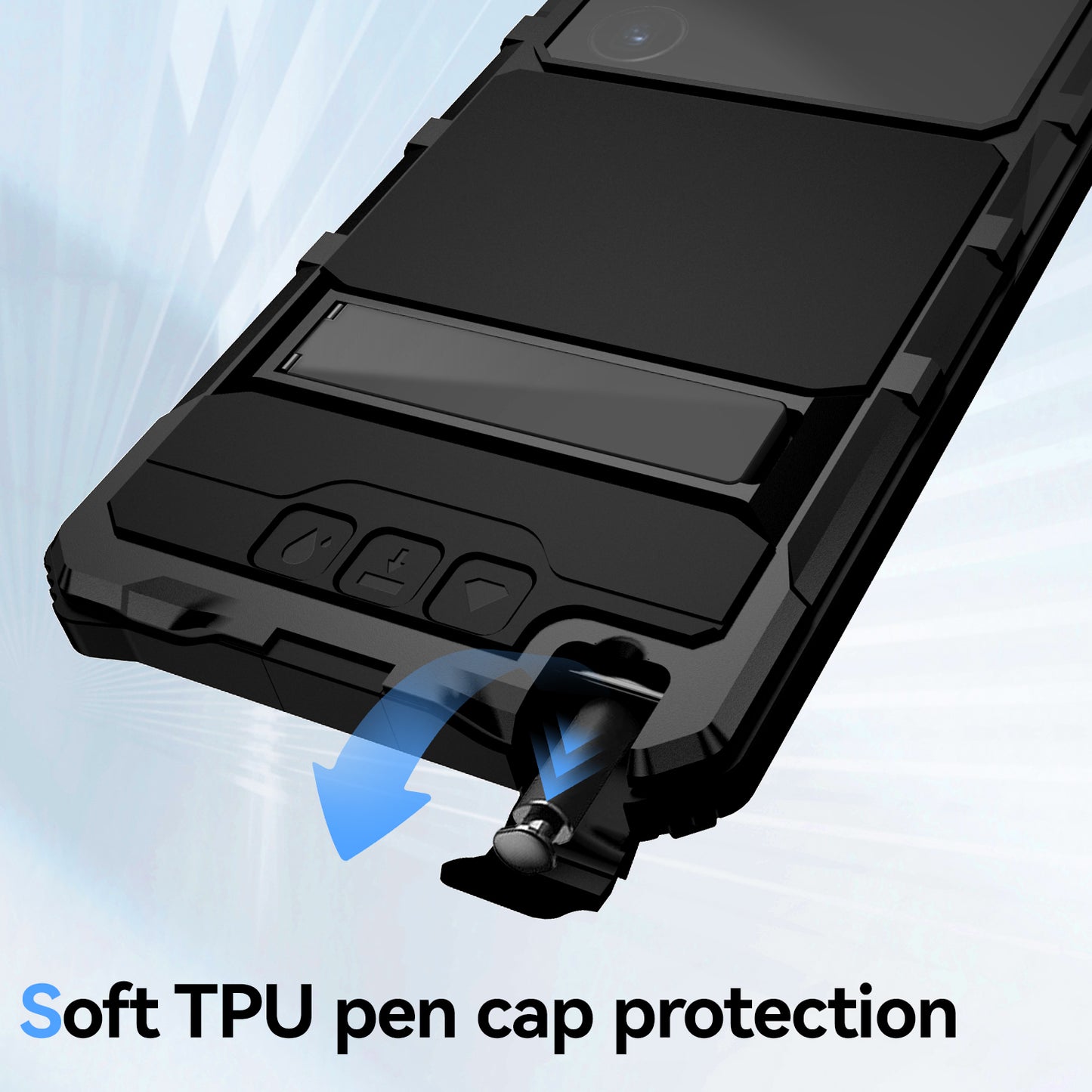 R-JUST For Samsung Galaxy S24 Ultra Shockproof Case Kickstand Drop-proof Cover Tempered Glass Film - Black