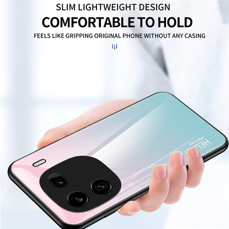 For vivo iQOO 12 Pro 5G Tempered Glass Case Gradient Color Phone Cover - Gradient Pink Purple