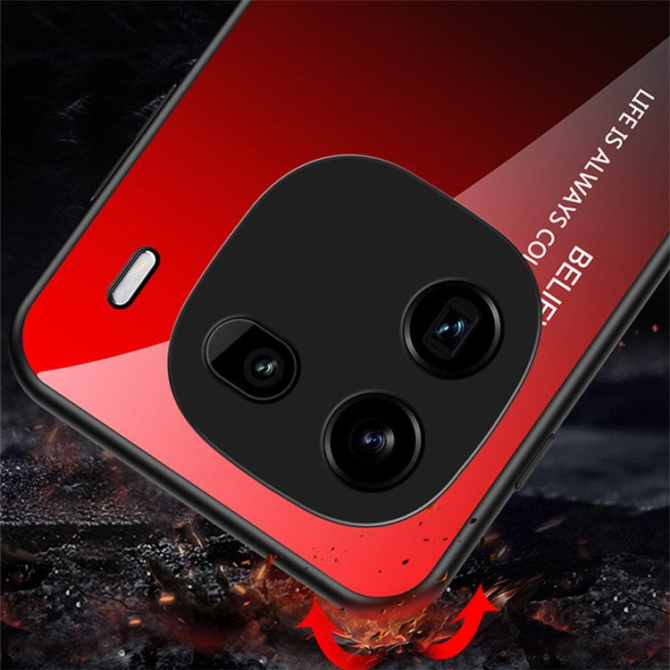 For vivo iQOO 12 Pro 5G Tempered Glass Case Gradient Color Phone Cover - Gradient Blue Black