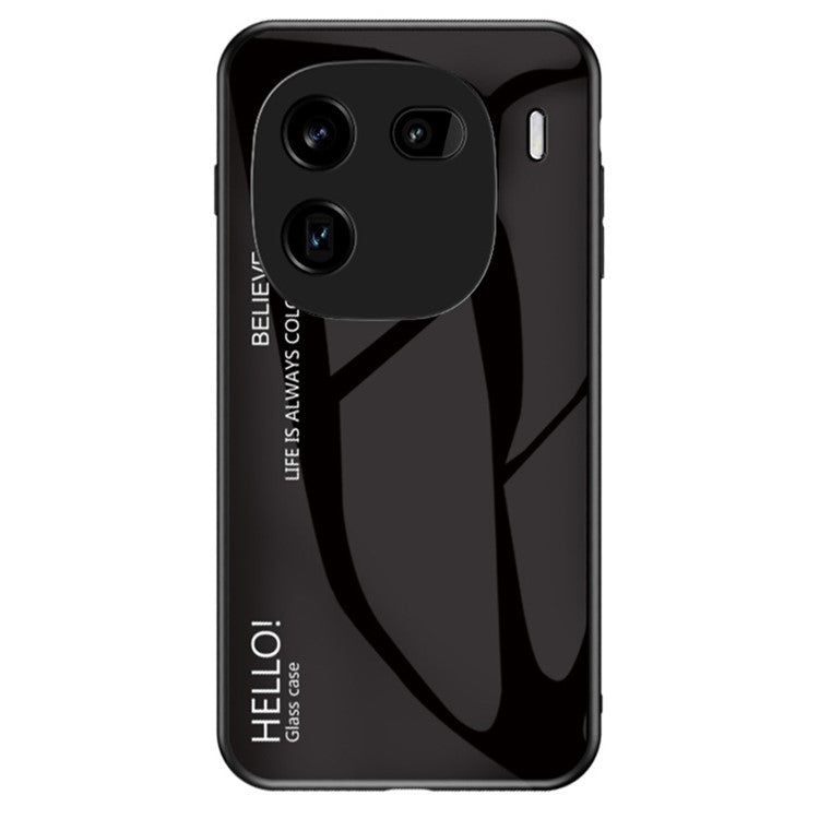 For vivo iQOO 12 Pro 5G Tempered Glass Case Gradient Color Phone Cover - Black