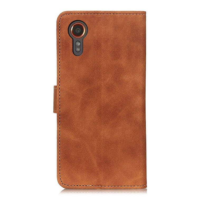KHAZNEH For Samsung Galaxy Xcover7 Retro Style Case Leather Drop-proof Wallet Phone Cover - Brown