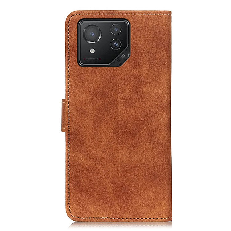 KHAZNEH For Asus ROG Phone 8 5G / Phone 8 Pro 5G Case Magnetic Retro Leather Wallet Phone Protector - Brown