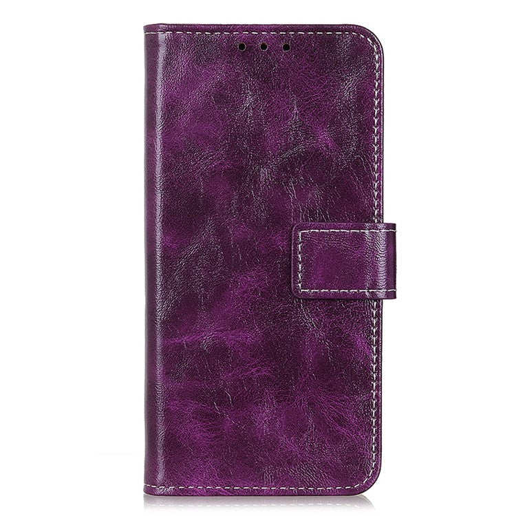 Vintage Case for Asus ROG Phone 8 5G / Phone 8 Pro 5G Shell Crazy Horse Texture Leather Stand Cover - Purple
