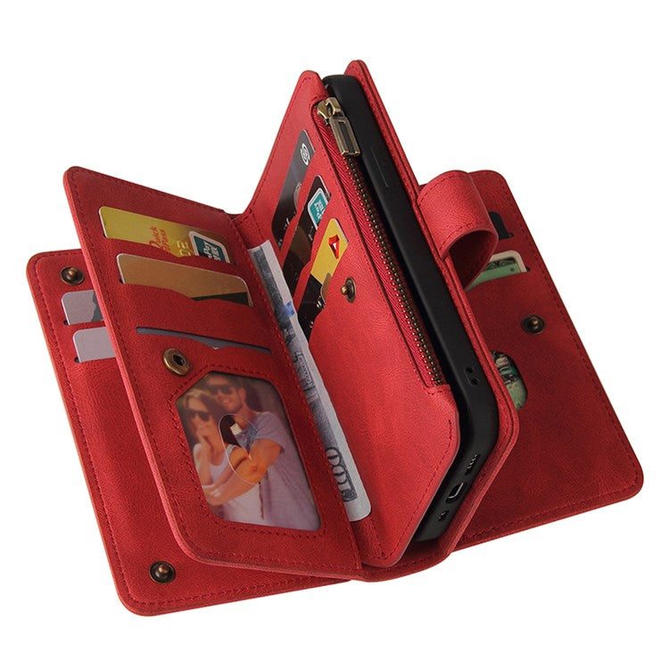 KT Multi-Functional Series-2 For Oppo A79 5G / A2 5G Case Skin-touch Card Holder Phone Cover - Red