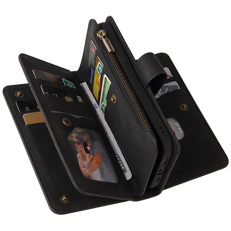 KT Multi-Functional Series-2 For Oppo A79 5G / A2 5G Case Skin-touch Card Holder Phone Cover - Black