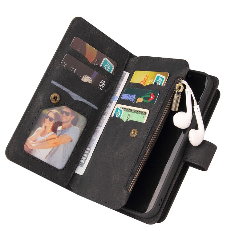 KT Multi-Functional Series-2 For Oppo A79 5G / A2 5G Case Skin-touch Card Holder Phone Cover - Black