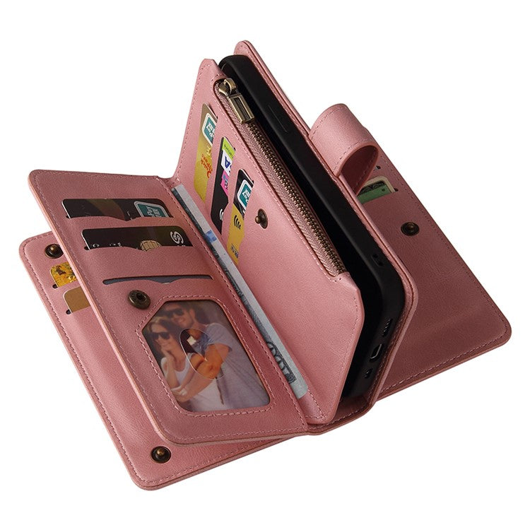 KT Multi-Functional Series-2 For Oppo A79 5G / A2 5G Case Skin-touch Card Holder Phone Cover - Pink