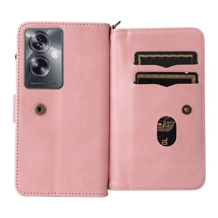 KT Multi-Functional Series-2 For Oppo A79 5G / A2 5G Case Skin-touch Card Holder Phone Cover - Pink