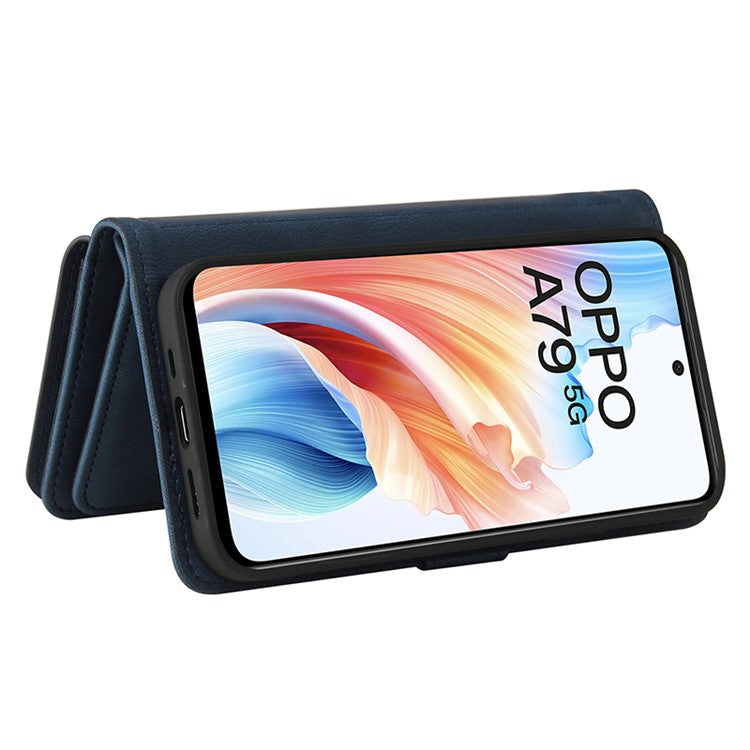 KT Multi-Functional Series-2 For Oppo A79 5G / A2 5G Case Skin-touch Card Holder Phone Cover - Blue
