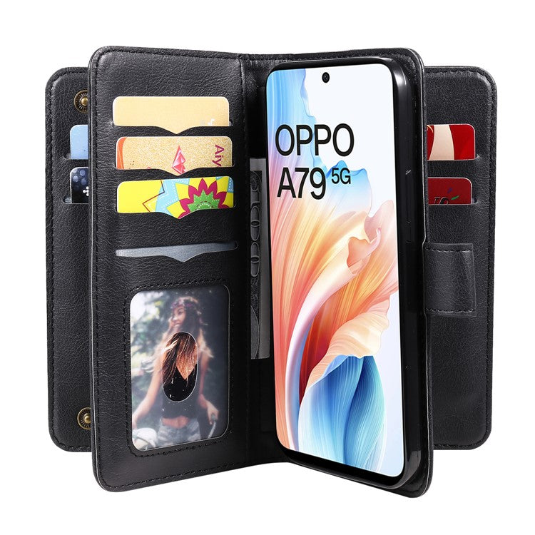KT Multi-functional Series-1 For Oppo A79 5G / A2 5G Wallet Case Leather Stand Cover - Black