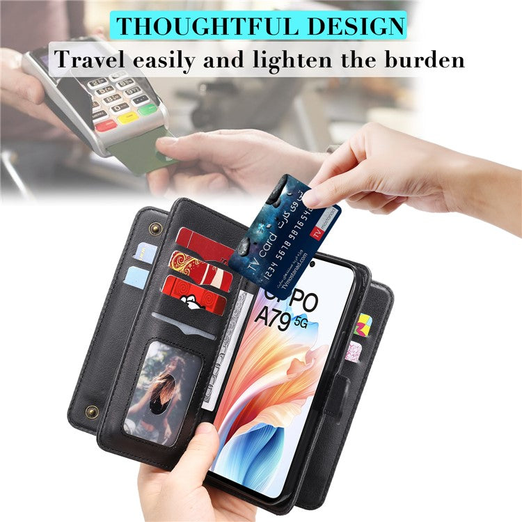 KT Multi-functional Series-1 For Oppo A79 5G / A2 5G Wallet Case Leather Stand Cover - Black