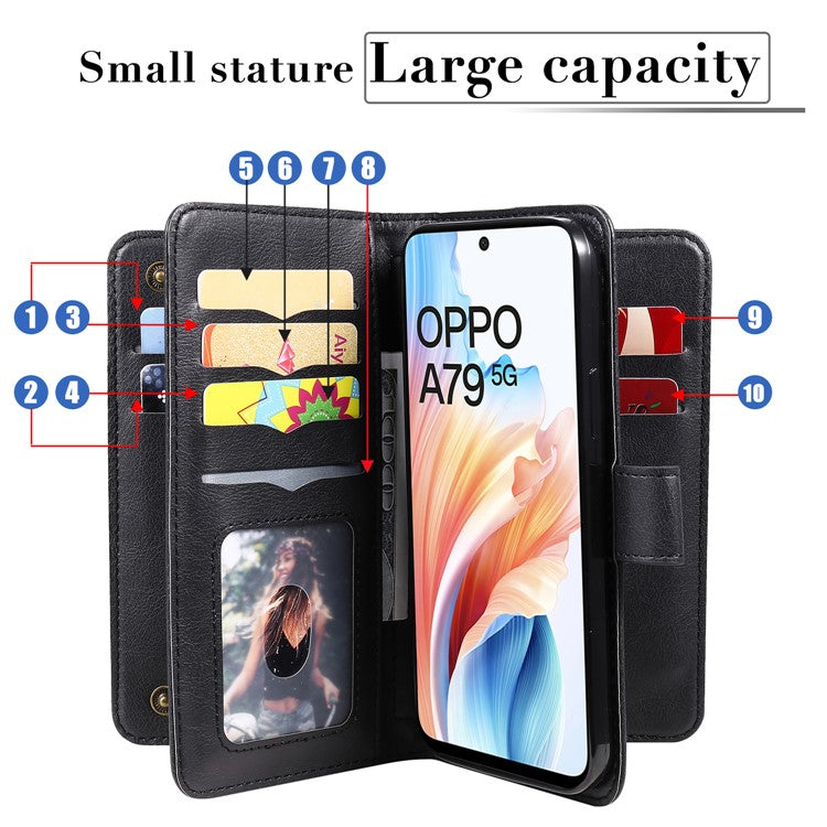 KT Multi-functional Series-1 For Oppo A79 5G / A2 5G Wallet Case Leather Stand Cover - Wine Red