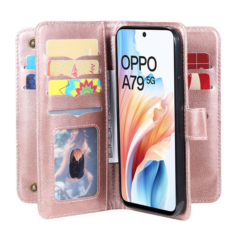 KT Multi-functional Series-1 For Oppo A79 5G / A2 5G Wallet Case Leather Stand Cover - Rose Gold