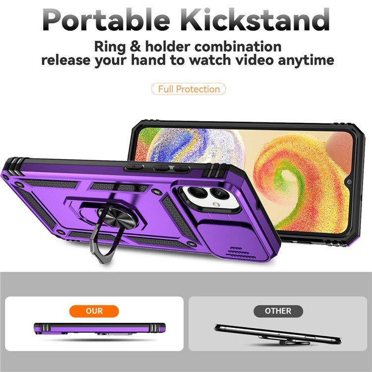 For Samsung Galaxy A05 4G Camera Protection Case PC+TPU Military Grade Phone Cover - Purple