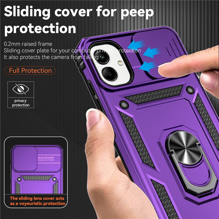 For Samsung Galaxy A05 4G Camera Protection Case PC+TPU Military Grade Phone Cover - Purple
