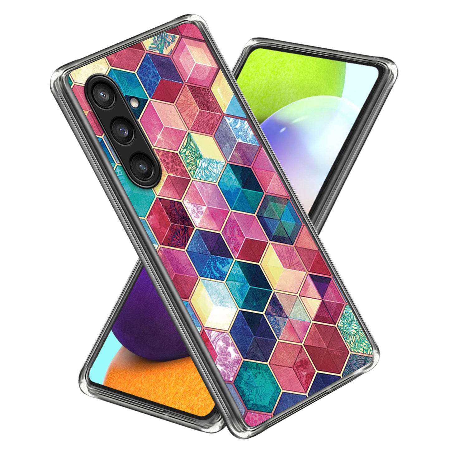 For Samsung Galaxy S24 Case Pattern Flexible TPU Phone Back Cover Shell - Colorful Blocks