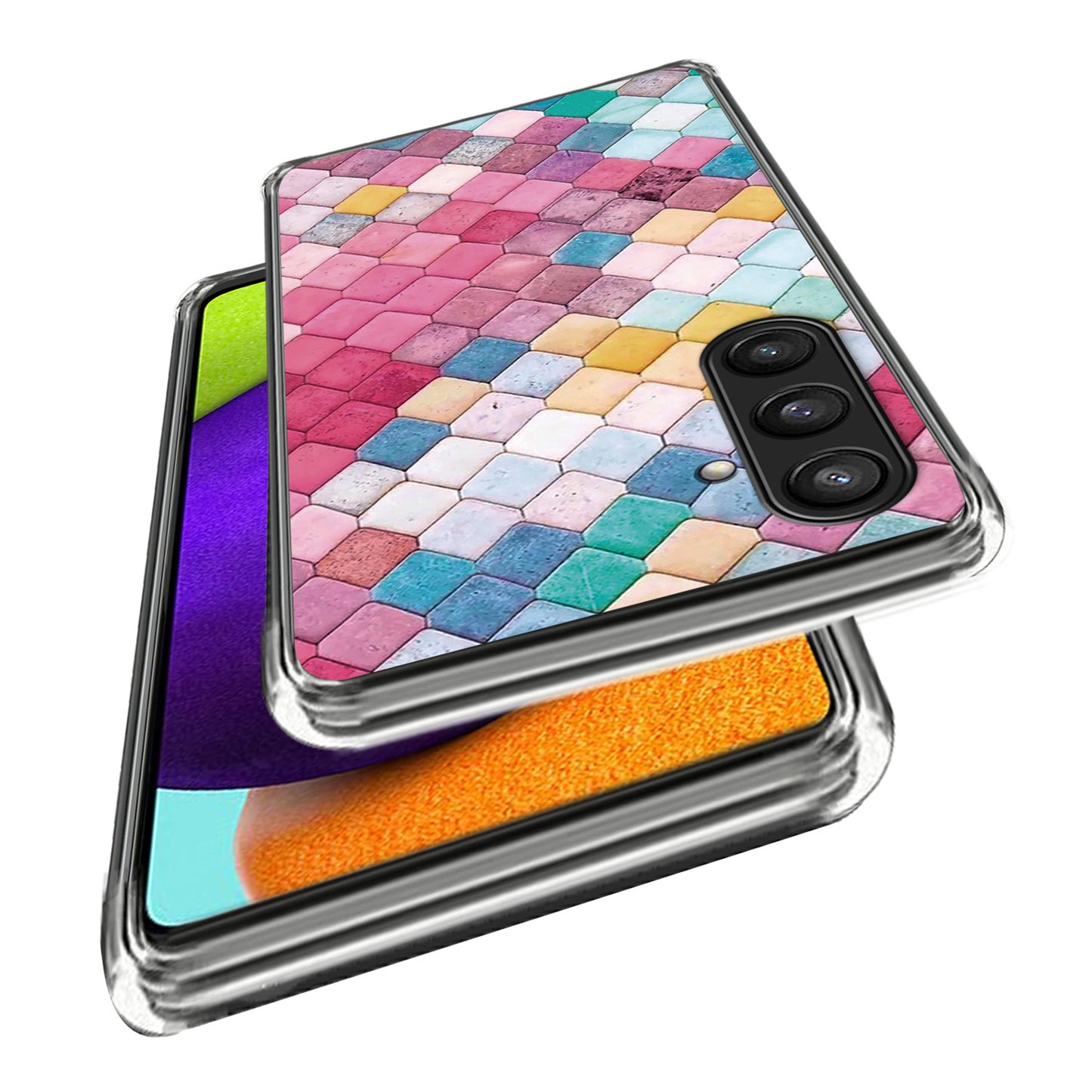 For Samsung Galaxy S24 Case Pattern Flexible TPU Phone Back Cover Shell - Rainbow Rhombus