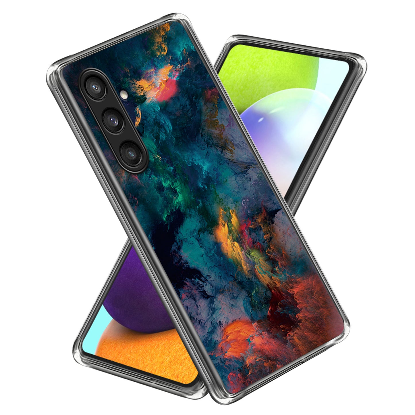 For Samsung Galaxy S24 Case Pattern Flexible TPU Phone Back Cover Shell - Colorful Clouds