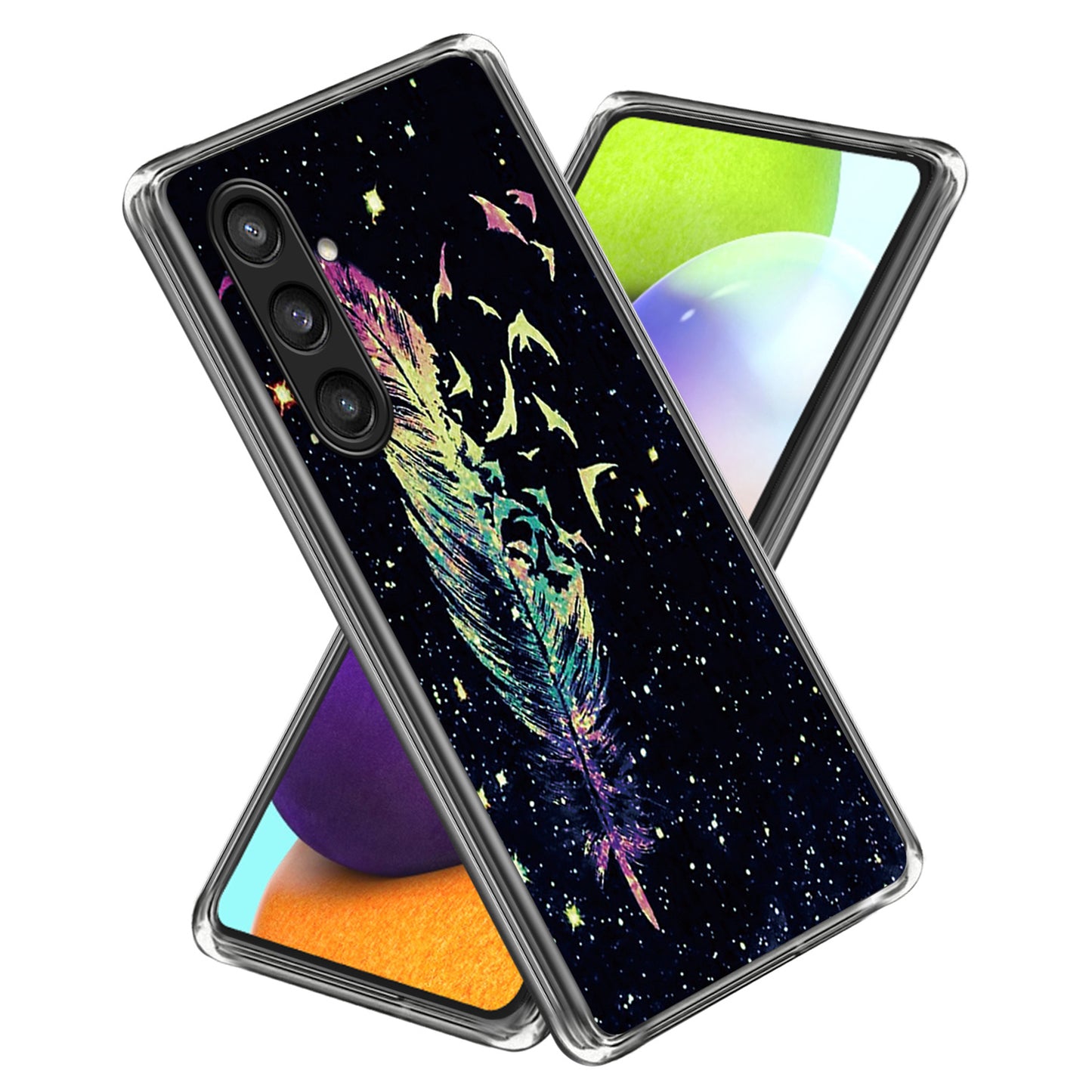 For Samsung Galaxy S24 Case Pattern Flexible TPU Phone Back Cover Shell - Feather