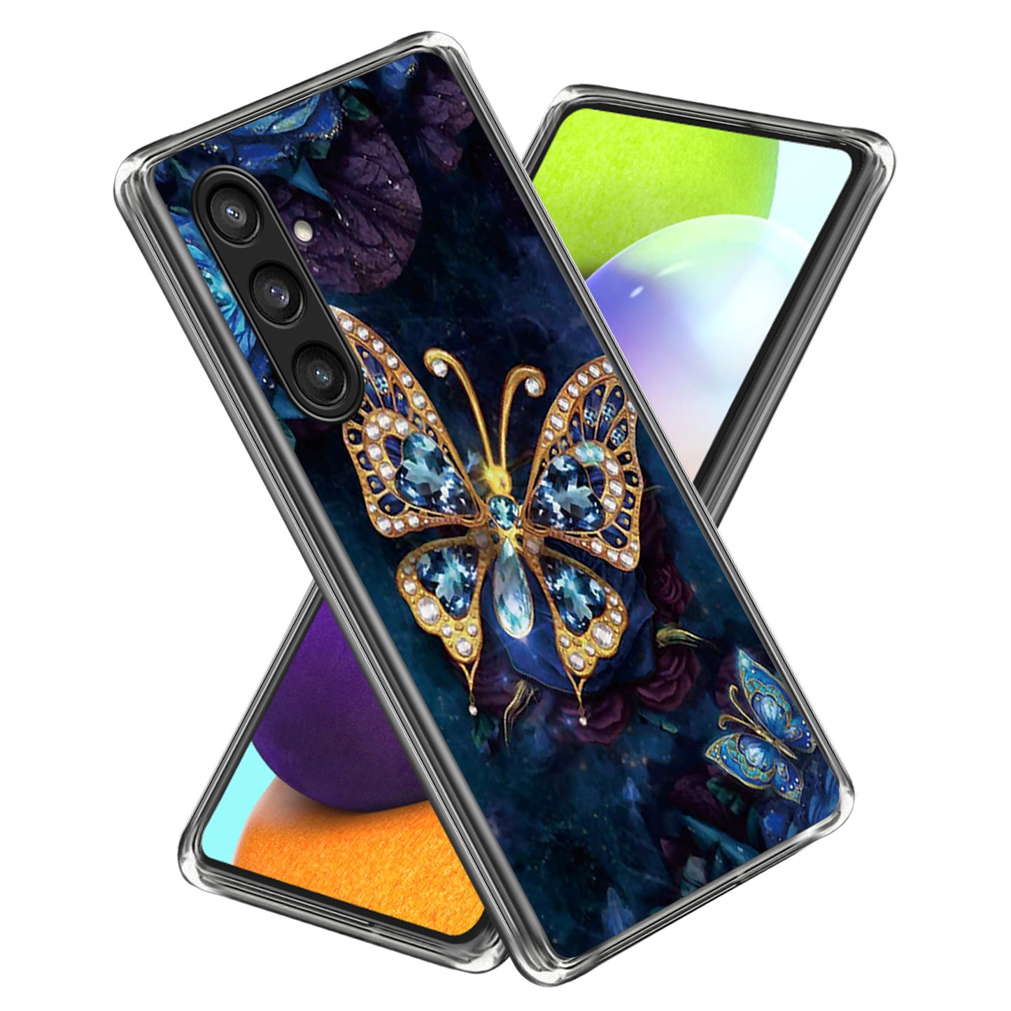 For Samsung Galaxy S24 Case Pattern Flexible TPU Phone Back Cover Shell - Jewelry Butterfly