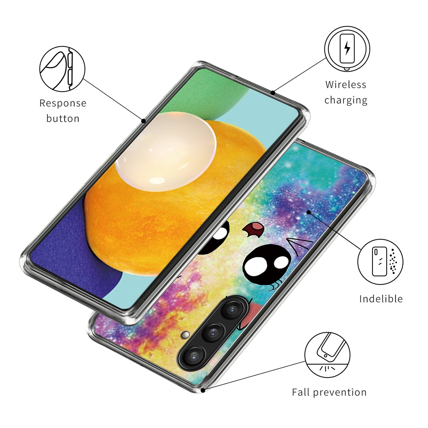 For Samsung Galaxy S24+ TPU Case Slim Fashion Pattern Protective Phone Cover - Rainbow Cat