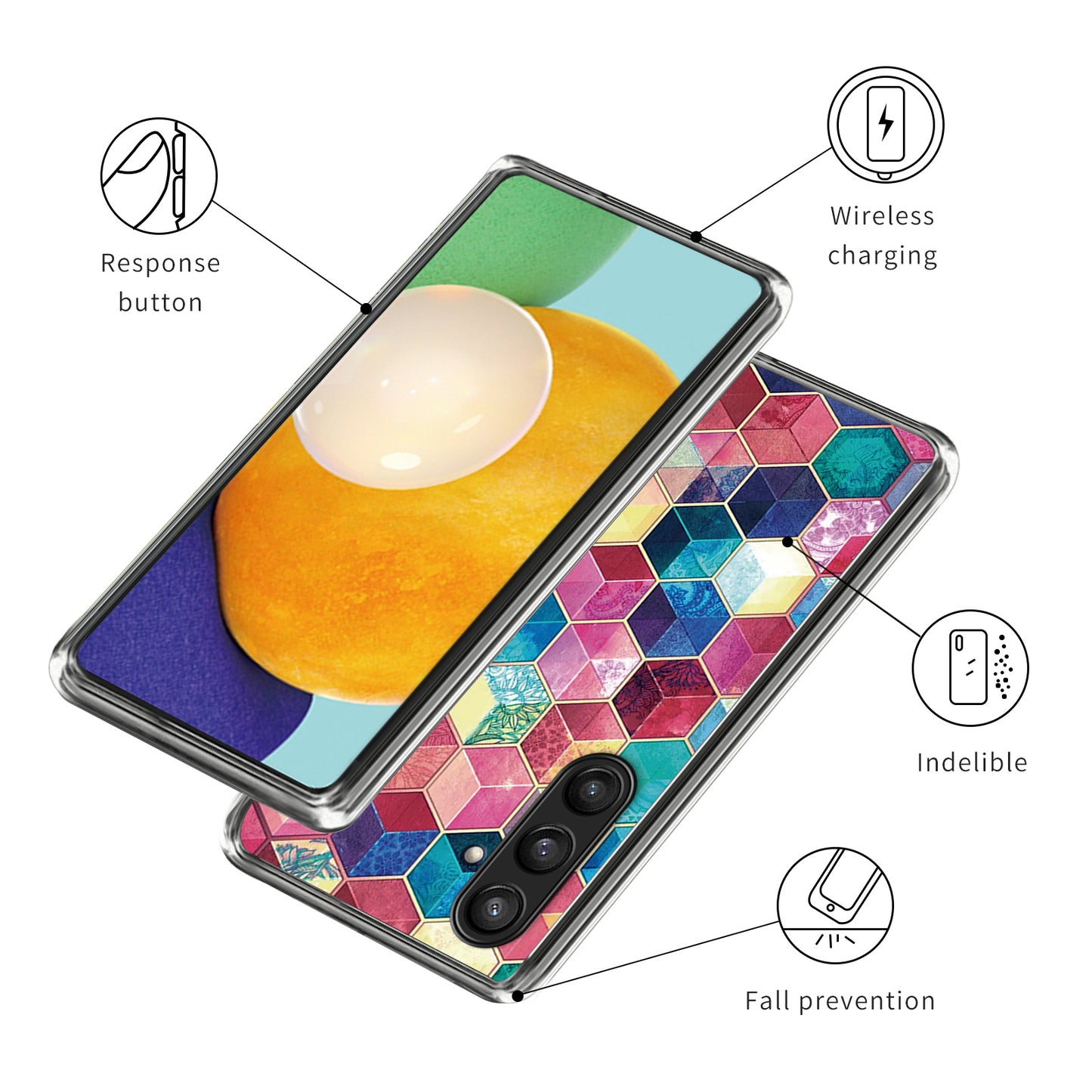 For Samsung Galaxy S24+ TPU Case Slim Fashion Pattern Protective Phone Cover - Colorful Blocks