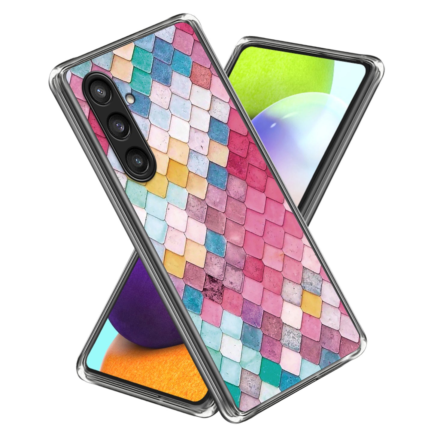 For Samsung Galaxy S24+ TPU Case Slim Fashion Pattern Protective Phone Cover - Rainbow Rhombus