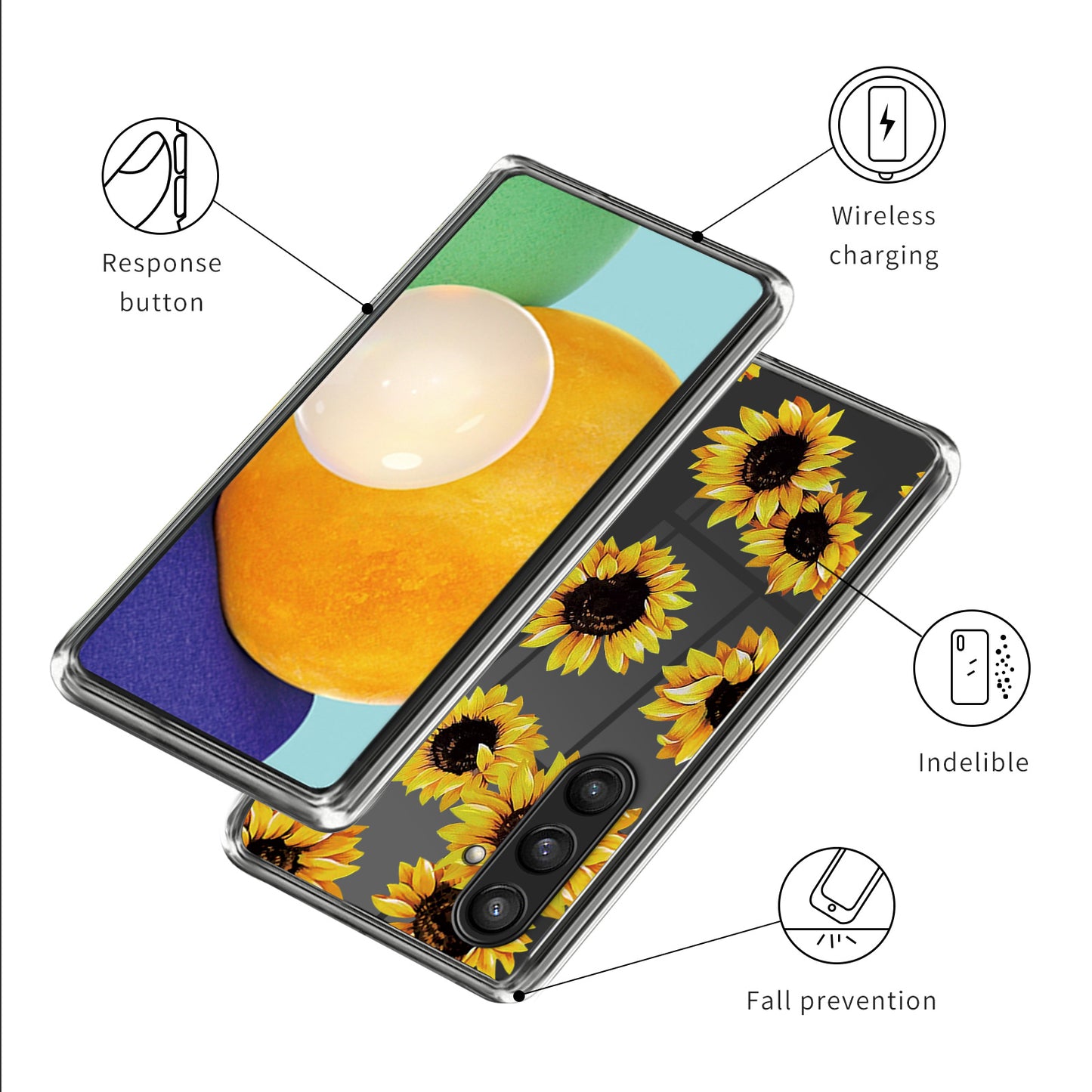 For Samsung Galaxy S24+ TPU Case Slim Fashion Pattern Protective Phone Cover - Sunflowers