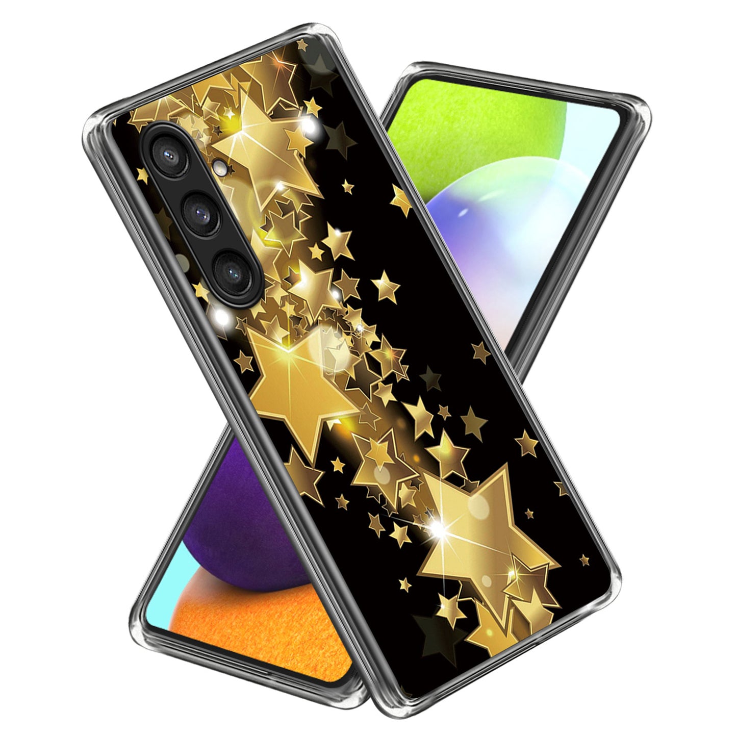 For Samsung Galaxy S24+ TPU Case Slim Fashion Pattern Protective Phone Cover - Golden Stars