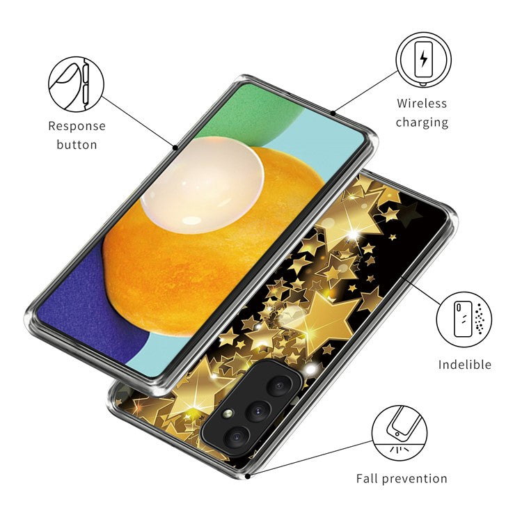 For Samsung Galaxy A05s 4G Phone Case Pattern Slim Design Protective Soft TPU Cover - Golden Stars