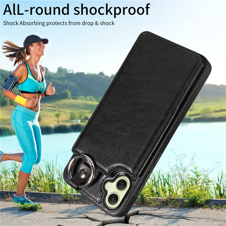 003 For Samsung Galaxy A05 4G Phone Case Litchi Texture Card Slots Back Shell - Black