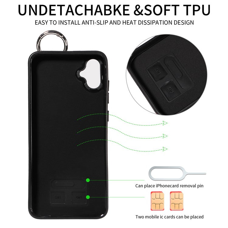 003 For Samsung Galaxy A05 4G Phone Case Litchi Texture Card Slots Back Shell - Black