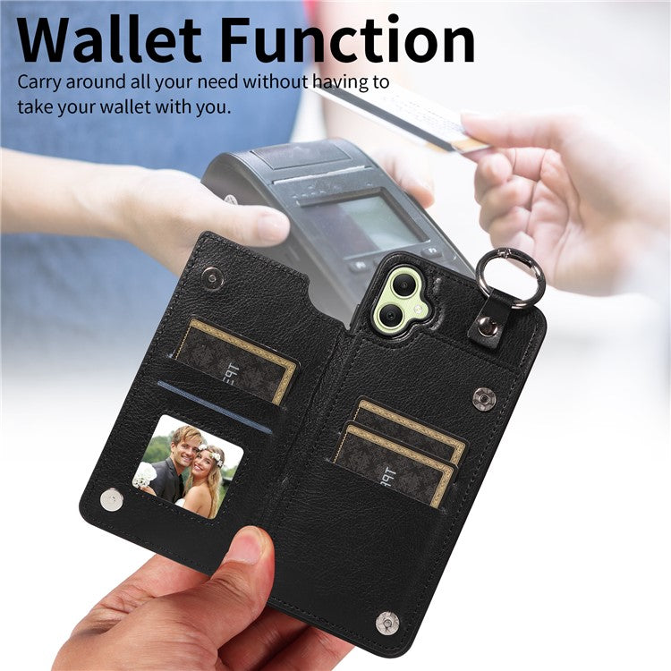 003 For Samsung Galaxy A05 4G Phone Case Litchi Texture Card Slots Back Shell - Black