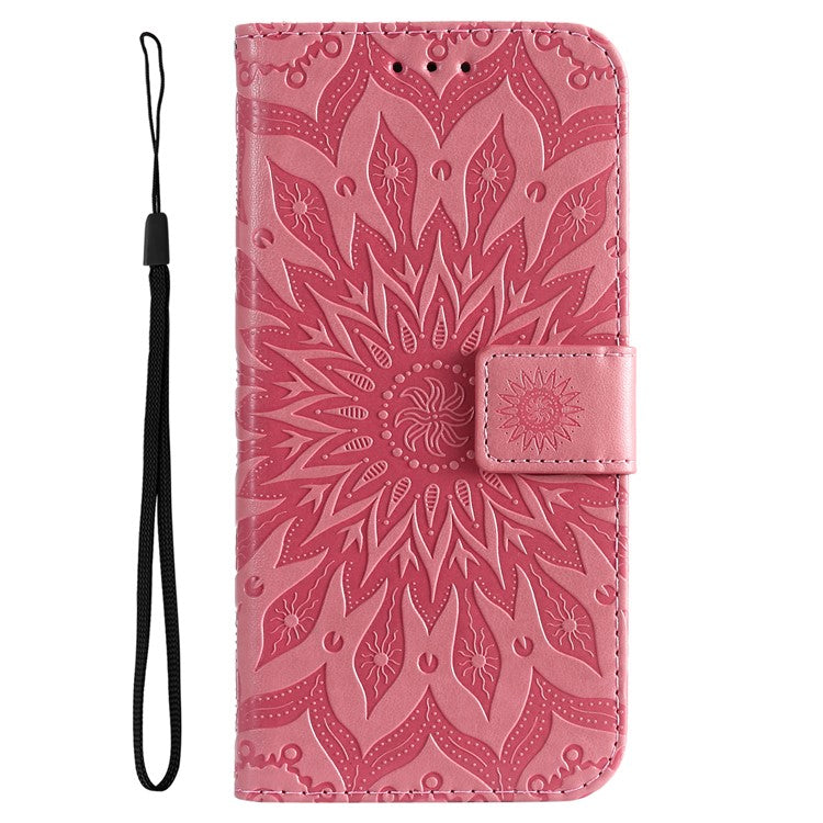 KT Imprinting Flower Series-1 For Oppo Reno11 Pro 5G (Global) Case Leather Wallet Cover with Wrist Strap - Pink