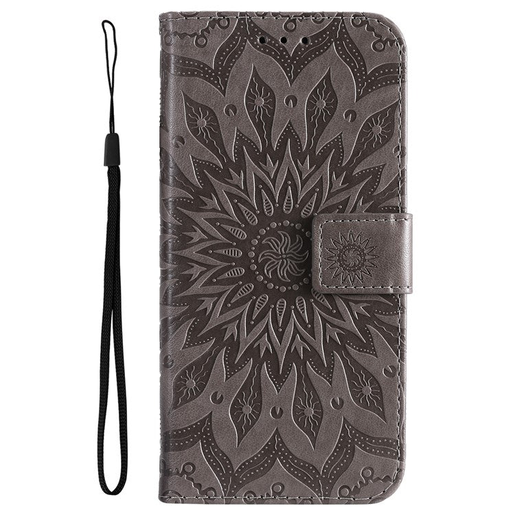KT Imprinting Flower Series-1 For Oppo Reno11 Pro 5G (Global) Case Leather Wallet Cover with Wrist Strap - Grey