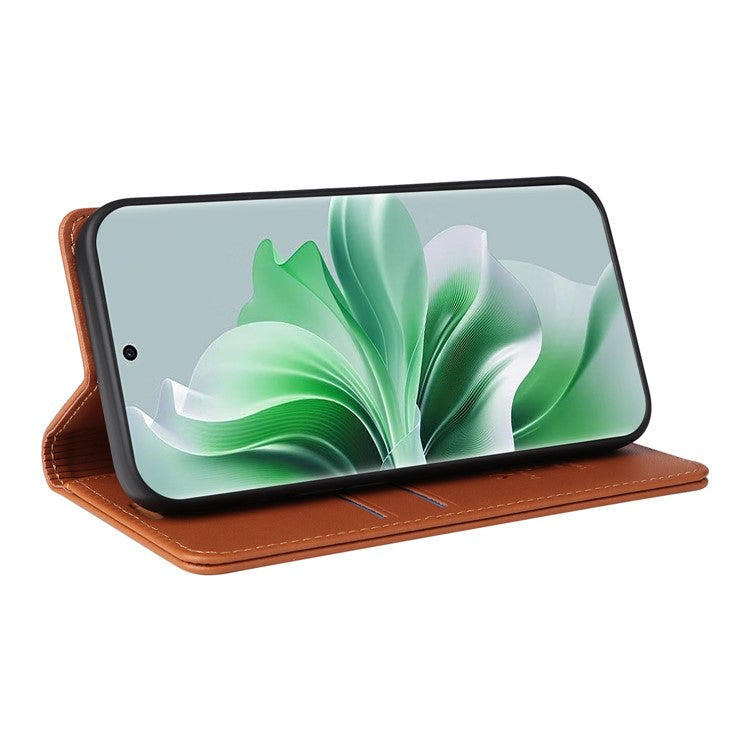 YIKATU YK-001 For Oppo Reno11 5G (Global) Leather Case Wallet Cover Magnetic Closing - Brown