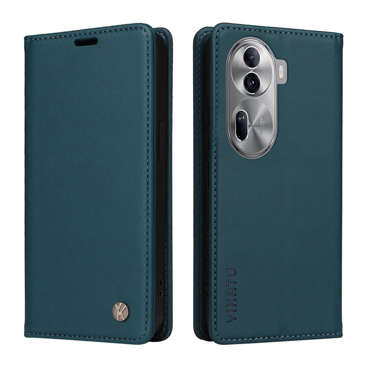 YIKATU YK-001 For Oppo Reno11 5G (Global) Leather Case Wallet Cover Magnetic Closing - Green