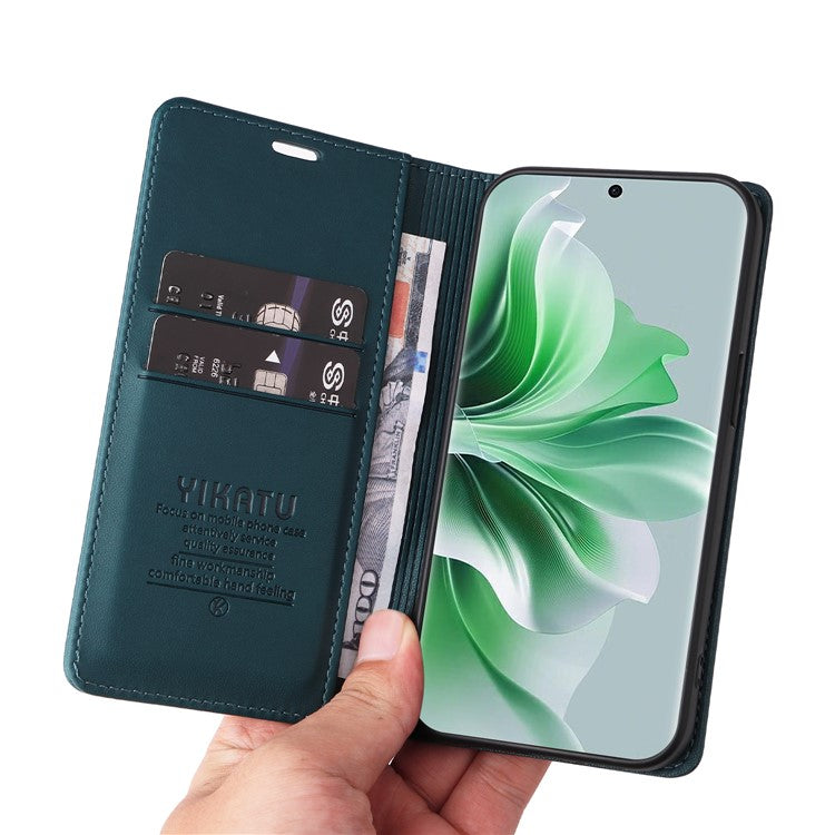 YIKATU YK-001 For Oppo Reno11 5G (Global) Leather Case Wallet Cover Magnetic Closing - Green