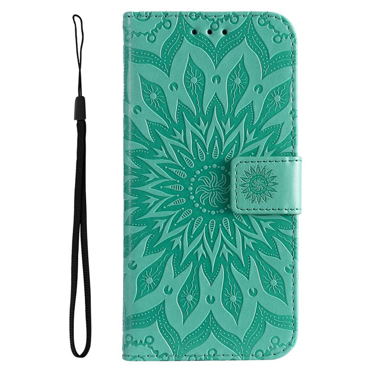 KT Imprinting Flower Series-1 For Oppo Reno11 5G (Global) Cell Phone Case Wallet Cover - Green