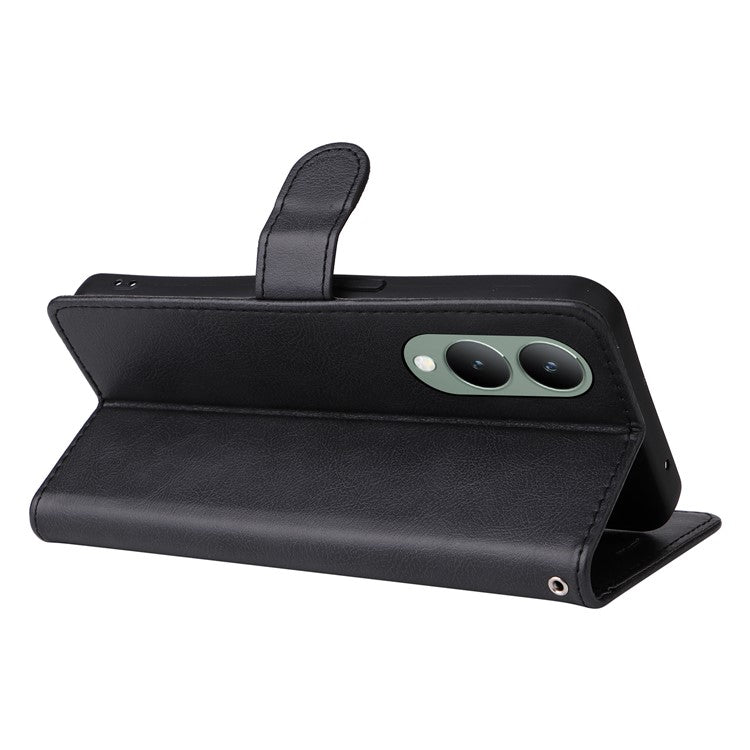 KT Leather Series-2 for vivo Y17s 4G Case Anti-drop Solid Color Stand Phone Protector - Black