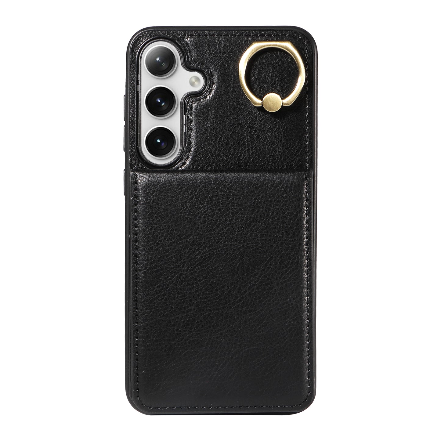 004 PU Leather+TPU Cover for Samsung Galaxy S24+ Case Vertical Flip Litchi Texture Phone Cover - Black