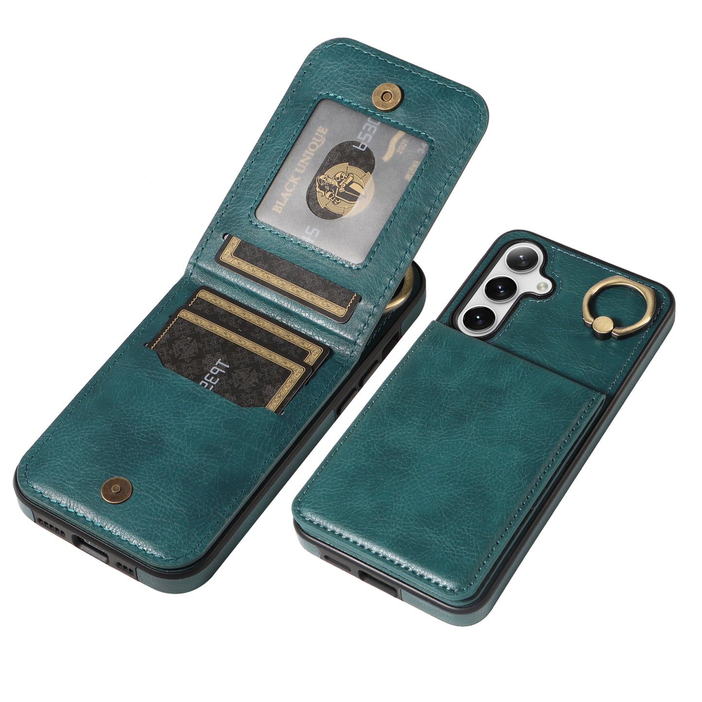 004 PU Leather+TPU Cover for Samsung Galaxy S24+ Case Vertical Flip Litchi Texture Phone Cover - Green