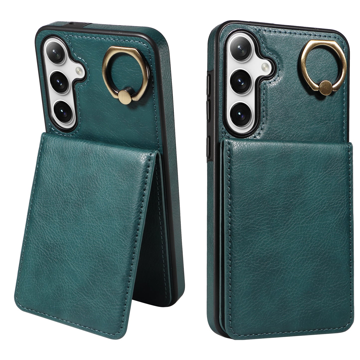 004 PU Leather+TPU Cover for Samsung Galaxy S24+ Case Vertical Flip Litchi Texture Phone Cover - Green