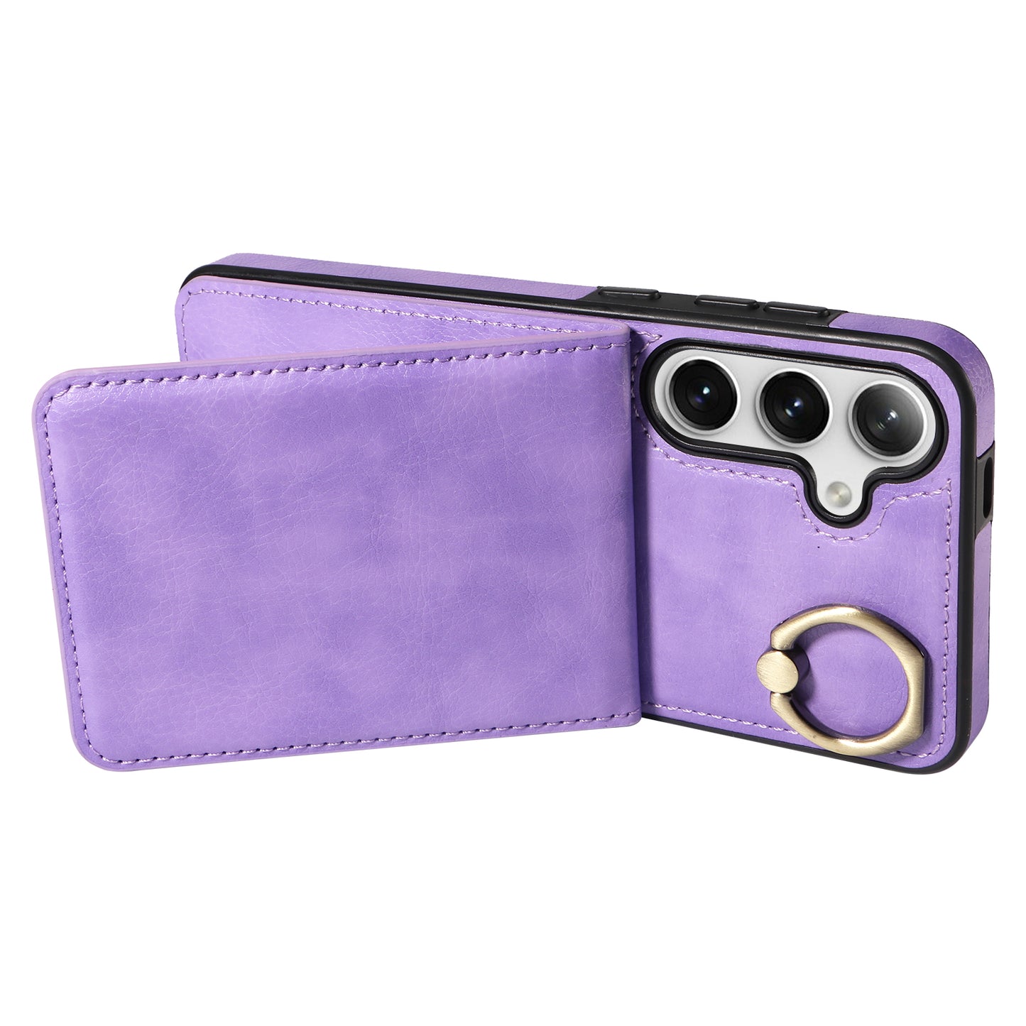 004 PU Leather+TPU Cover for Samsung Galaxy S24+ Case Vertical Flip Litchi Texture Phone Cover - Light Purple