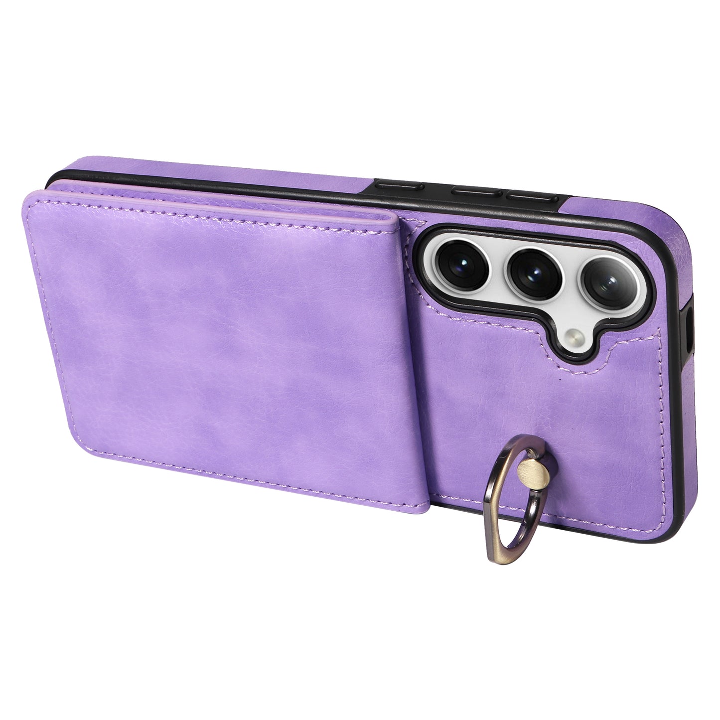 004 PU Leather+TPU Cover for Samsung Galaxy S24+ Case Vertical Flip Litchi Texture Phone Cover - Light Purple