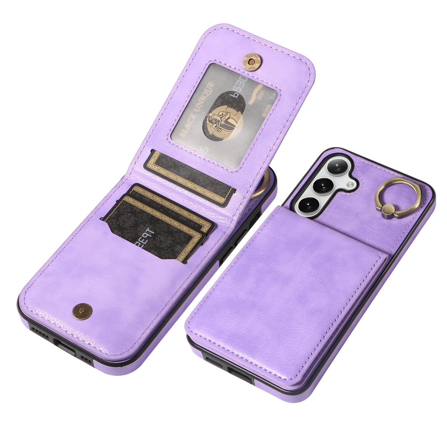 004 PU Leather+TPU Cover for Samsung Galaxy S24+ Case Vertical Flip Litchi Texture Phone Cover - Light Purple