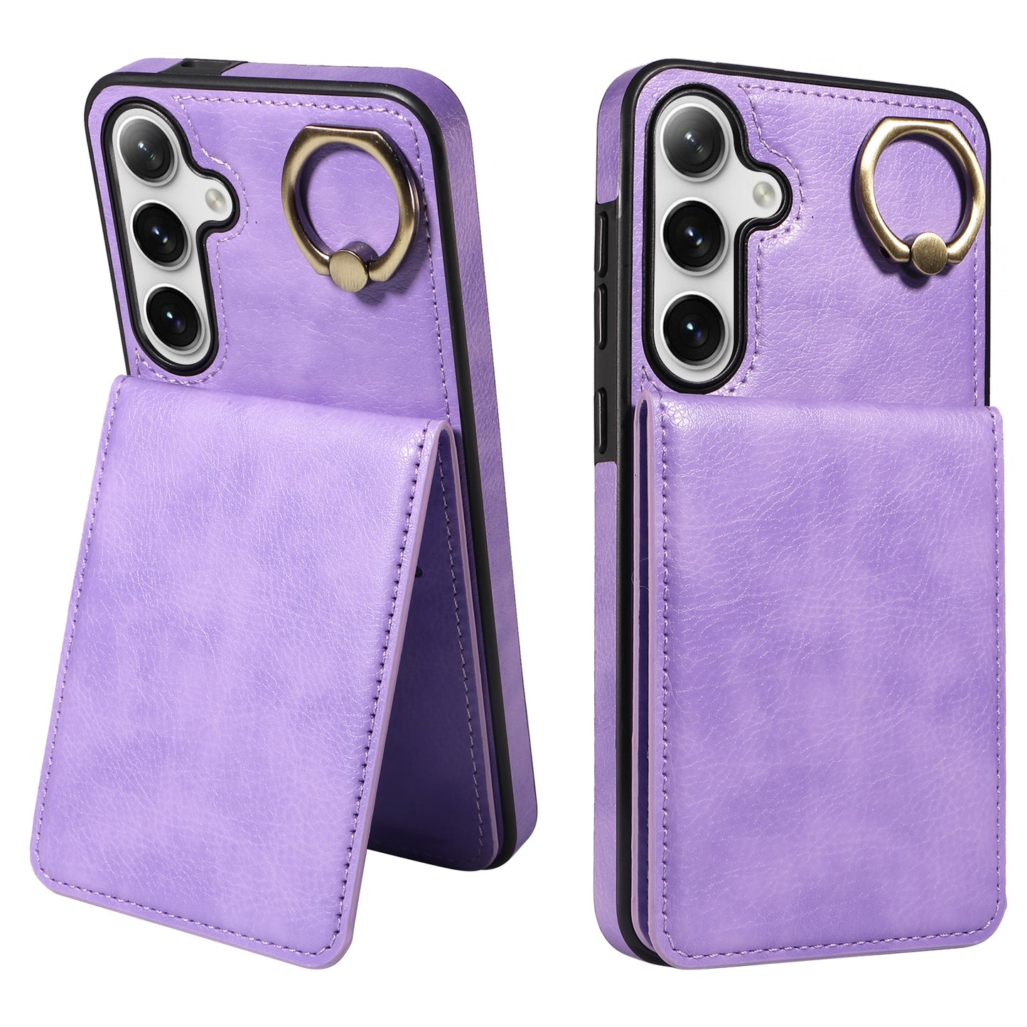 004 PU Leather+TPU Cover for Samsung Galaxy S24+ Case Vertical Flip Litchi Texture Phone Cover - Light Purple