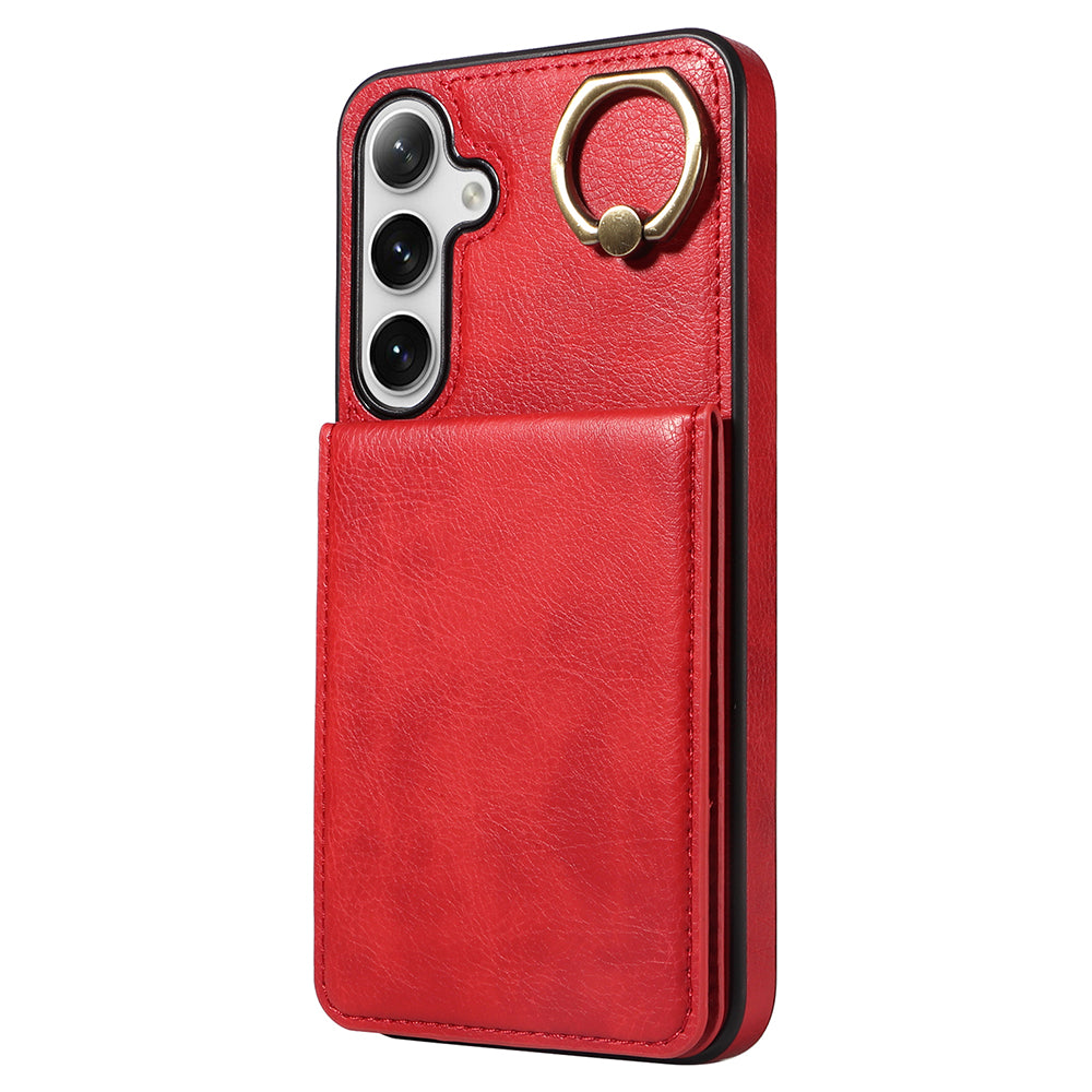 004 PU Leather+TPU Cover for Samsung Galaxy S24+ Case Vertical Flip Litchi Texture Phone Cover - Red