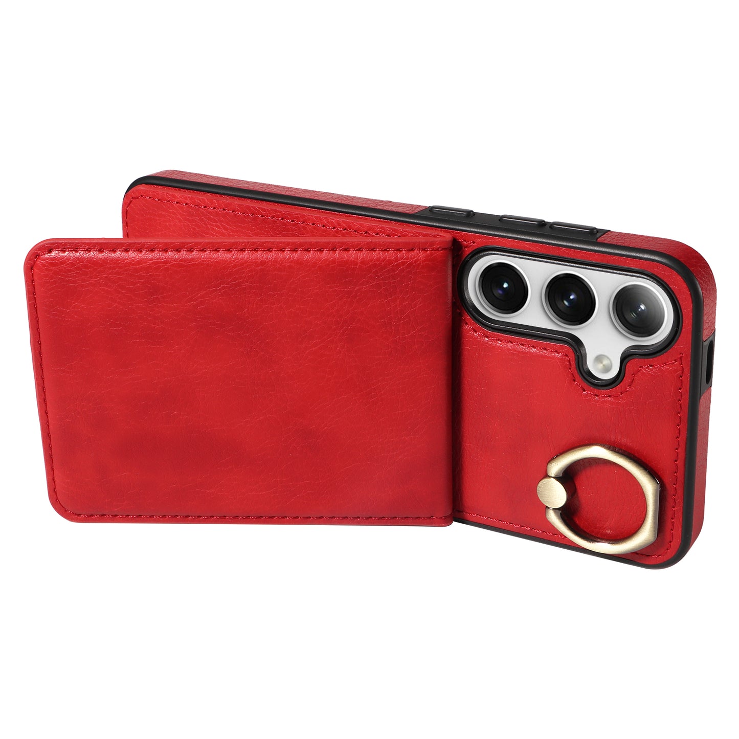 004 PU Leather+TPU Cover for Samsung Galaxy S24+ Case Vertical Flip Litchi Texture Phone Cover - Red