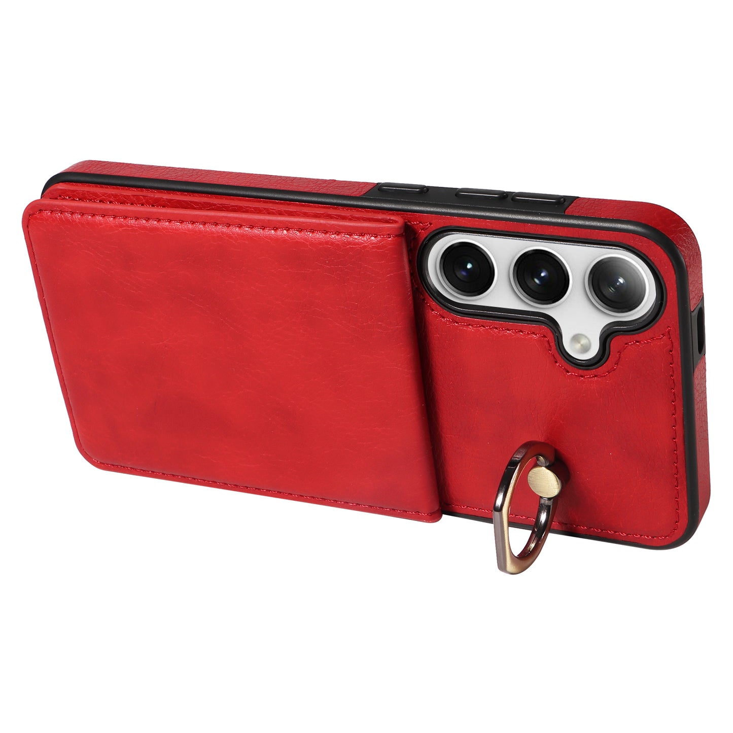 004 PU Leather+TPU Cover for Samsung Galaxy S24+ Case Vertical Flip Litchi Texture Phone Cover - Red